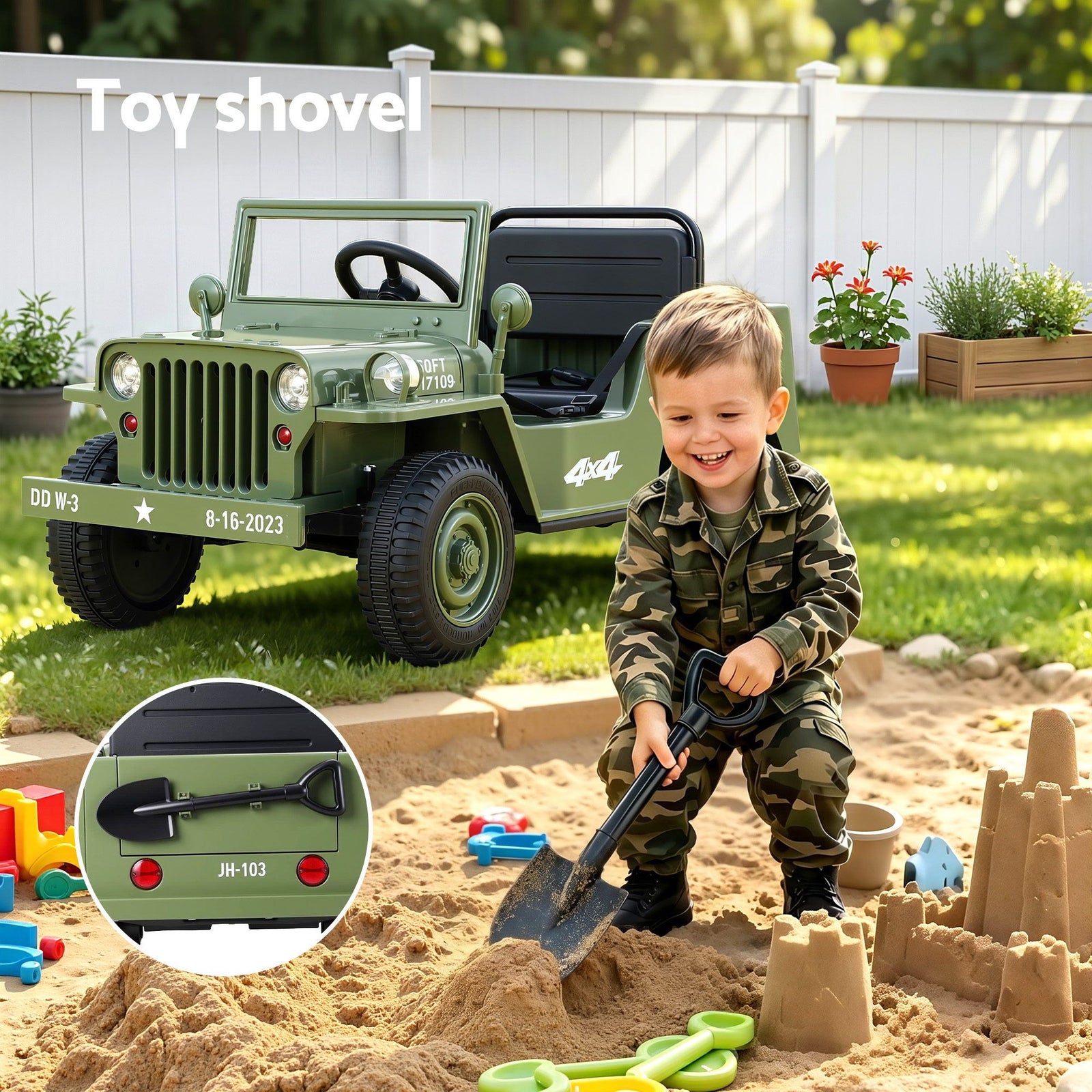 12V Kids Ride On Truck Electric Car Off Road Style with Remote Olive