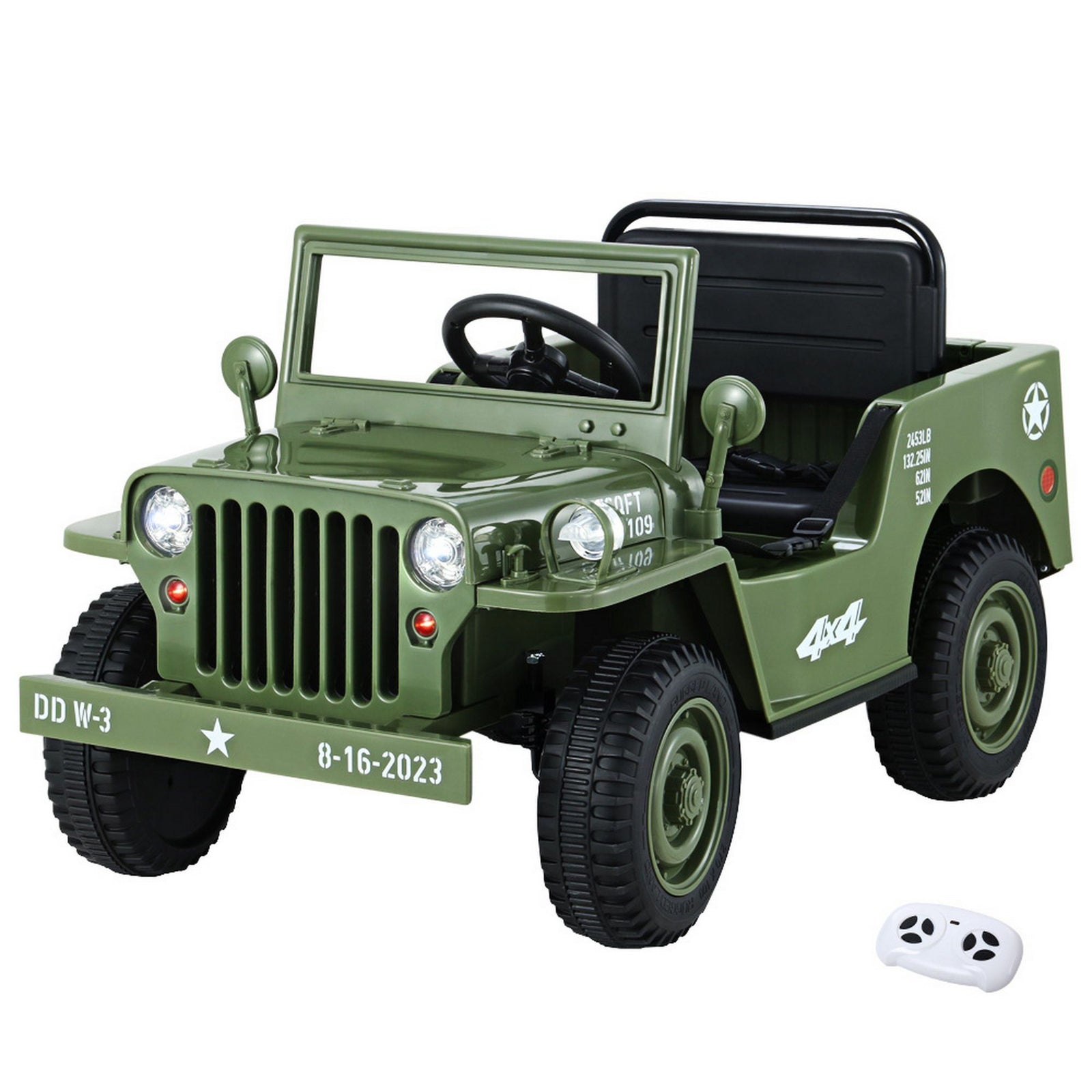 12V Kids Ride On Truck Electric Car Off Road Style with Remote Olive