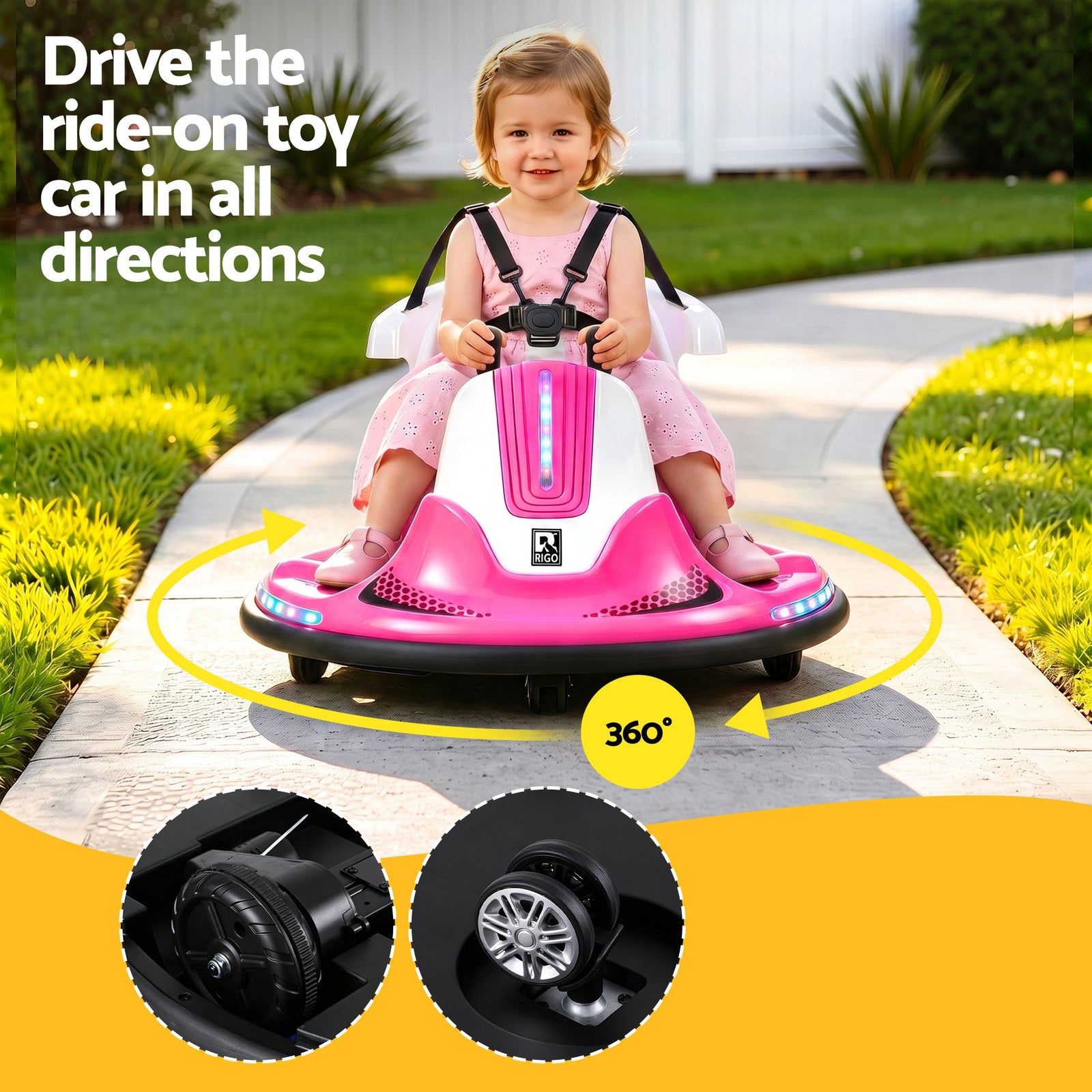 Ride on Cars Kids Bumper 12V Ride on Toy Toddler Remote Control Pink