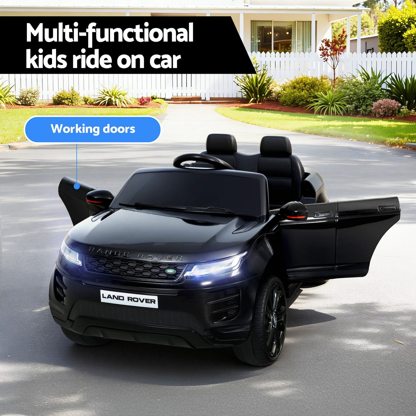 Licensed Land Rover Evoque Kids Ride On Car 12V Remote Control Black SUV Toy