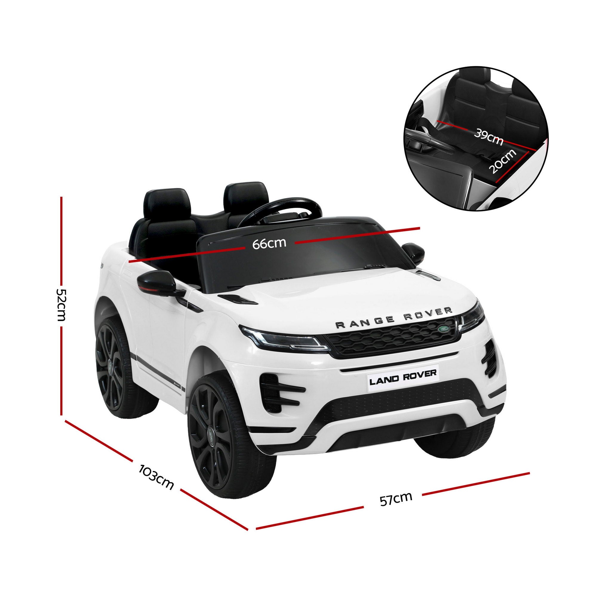 Licensed Land Rover Evoque Kids Ride On Car 12V Remote Control White SUV Toy