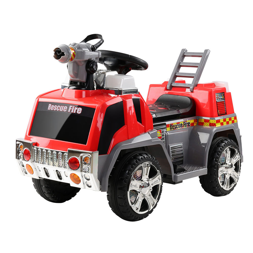 Kids Electric Ride On Fire Engine Truck 6V Firefighter Toy Car Red Set