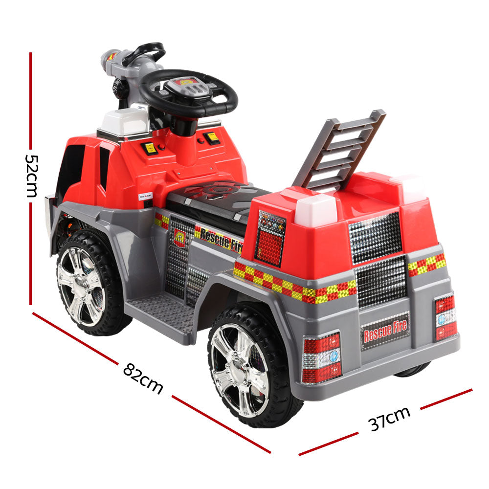 Kids Electric Ride On Fire Engine Truck 6V Firefighter Toy Car Red Set