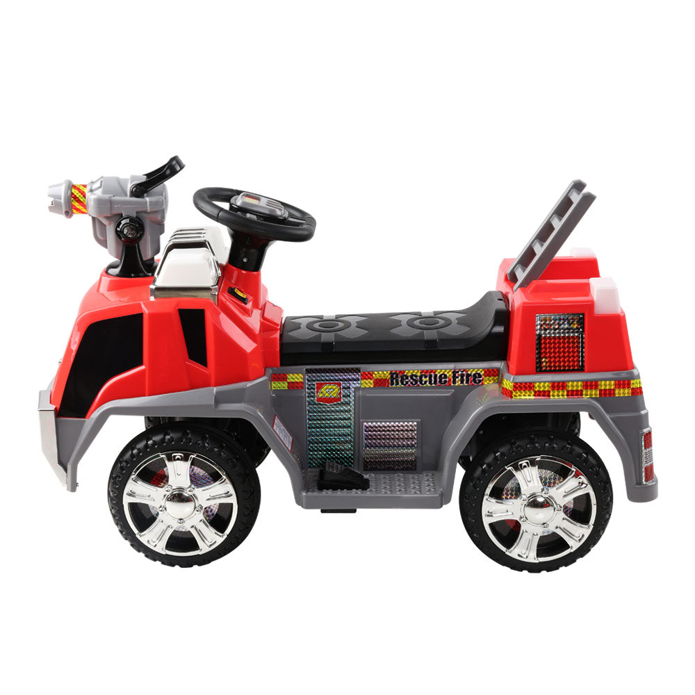 Kids Electric Ride On Fire Engine Truck 6V Firefighter Toy Car Red Set