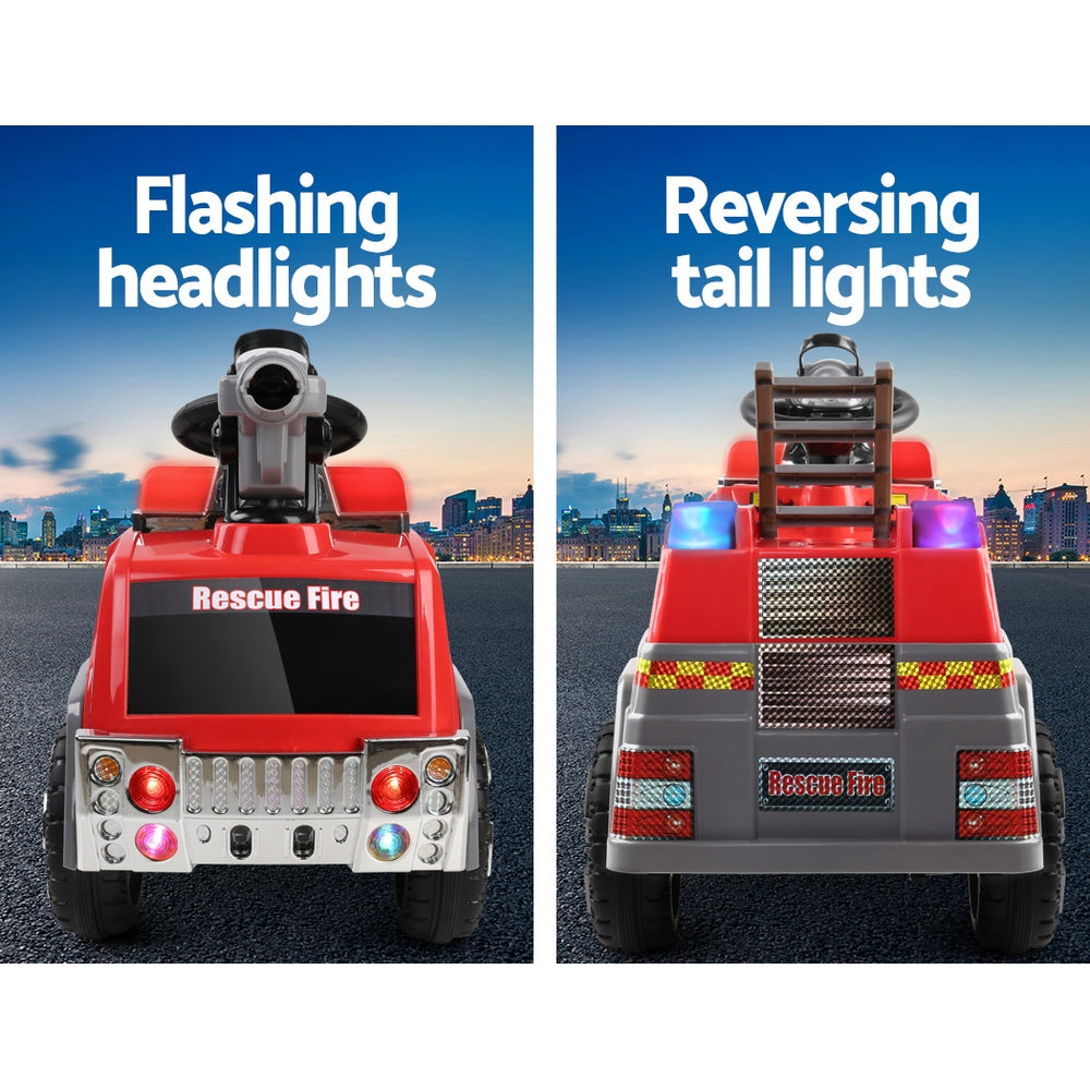 Kids Electric Ride On Fire Engine Truck 6V Firefighter Toy Car Red Set