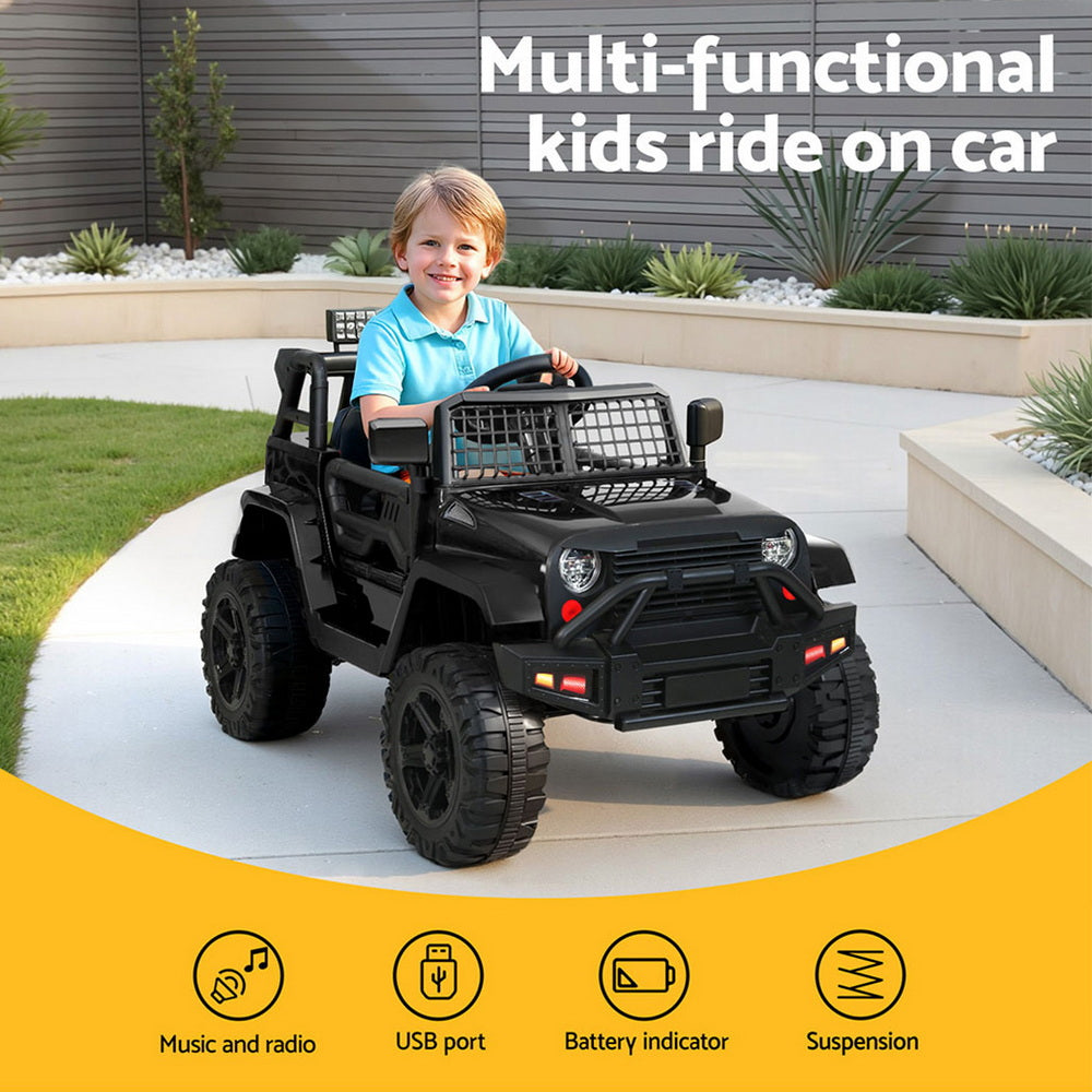 Kids Electric Ride On Jeep 12V Remote Control Car Off-Road Toy Black