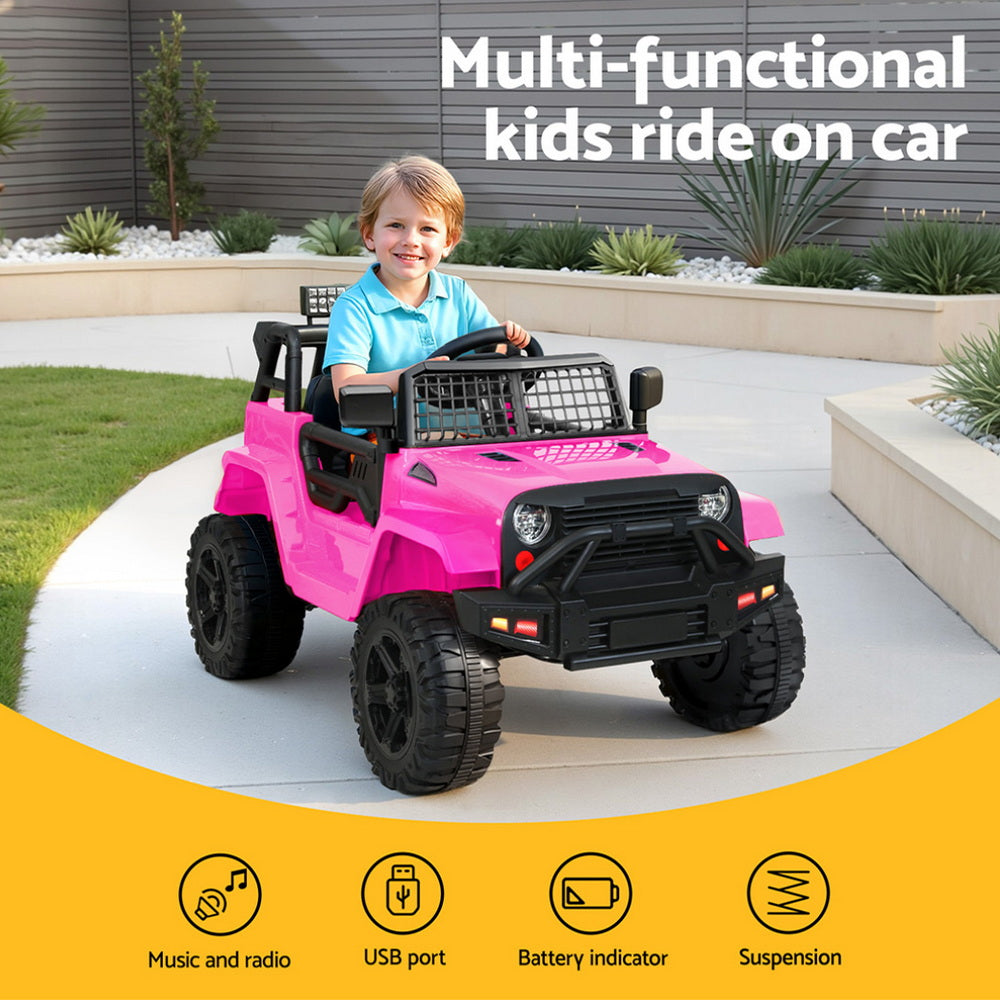 Kids Electric Ride On Jeep 12V Remote Control Car Off-Road Toy Pink