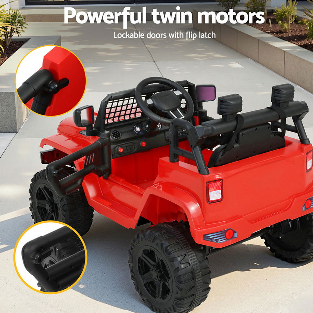 Kids Ride On Jeep 12V Electric Car Twin Motor Remote Control Red