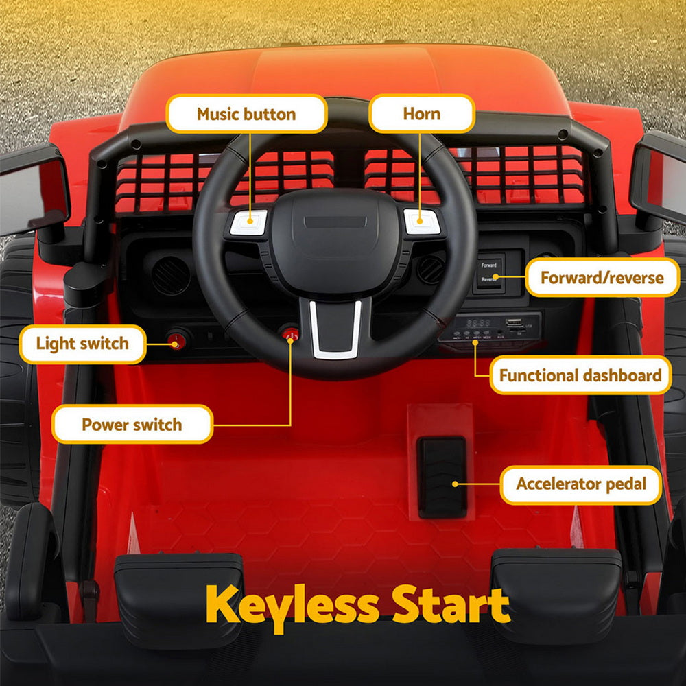 Kids Ride On Jeep 12V Electric Car Twin Motor Remote Control Red