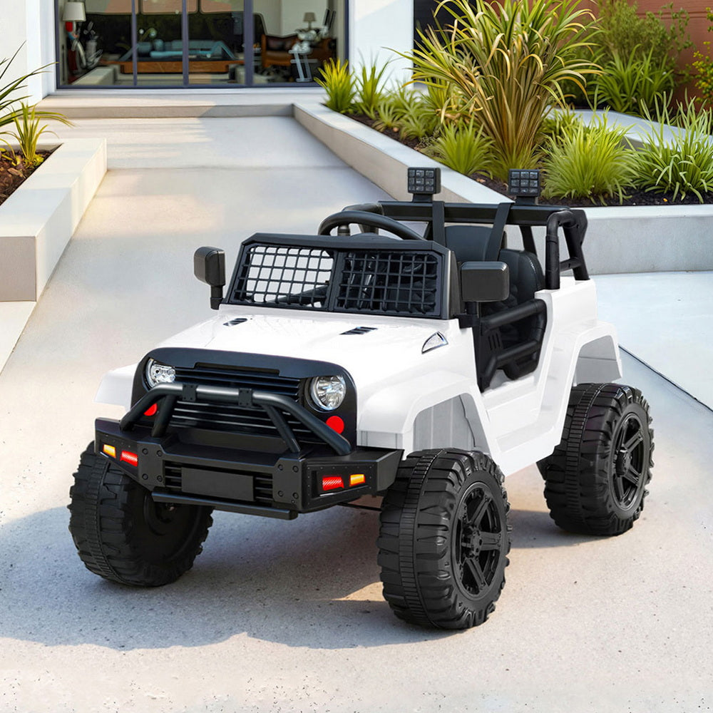 Kids Ride On Jeep 12V Electric Car Twin Motor Remote Control White