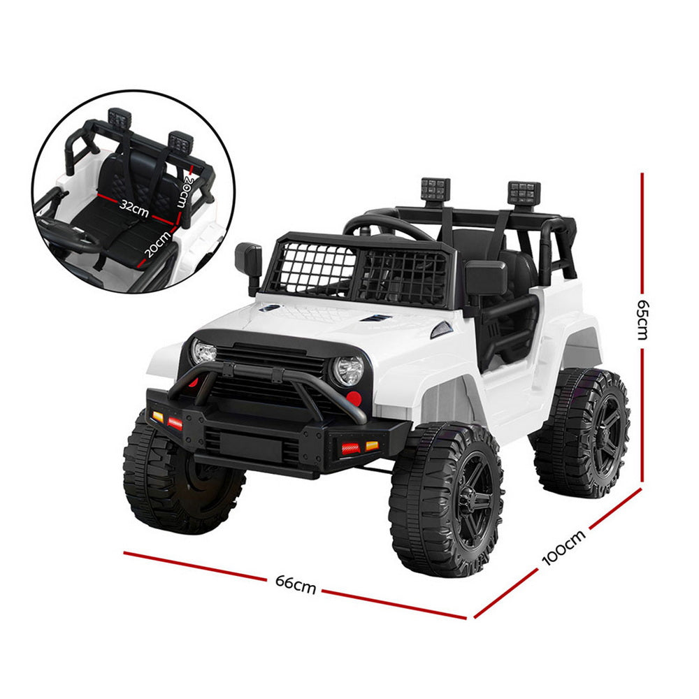 Kids Ride On Jeep 12V Electric Car Twin Motor Remote Control White