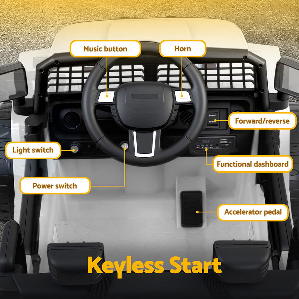 Kids Ride On Jeep 12V Electric Car Twin Motor Remote Control White