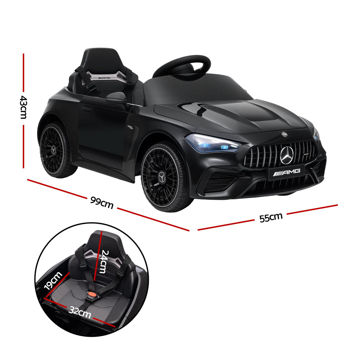 Mercedes-Benz AMG Licensed Kids Ride On Car 12V Electric Remote Control Black