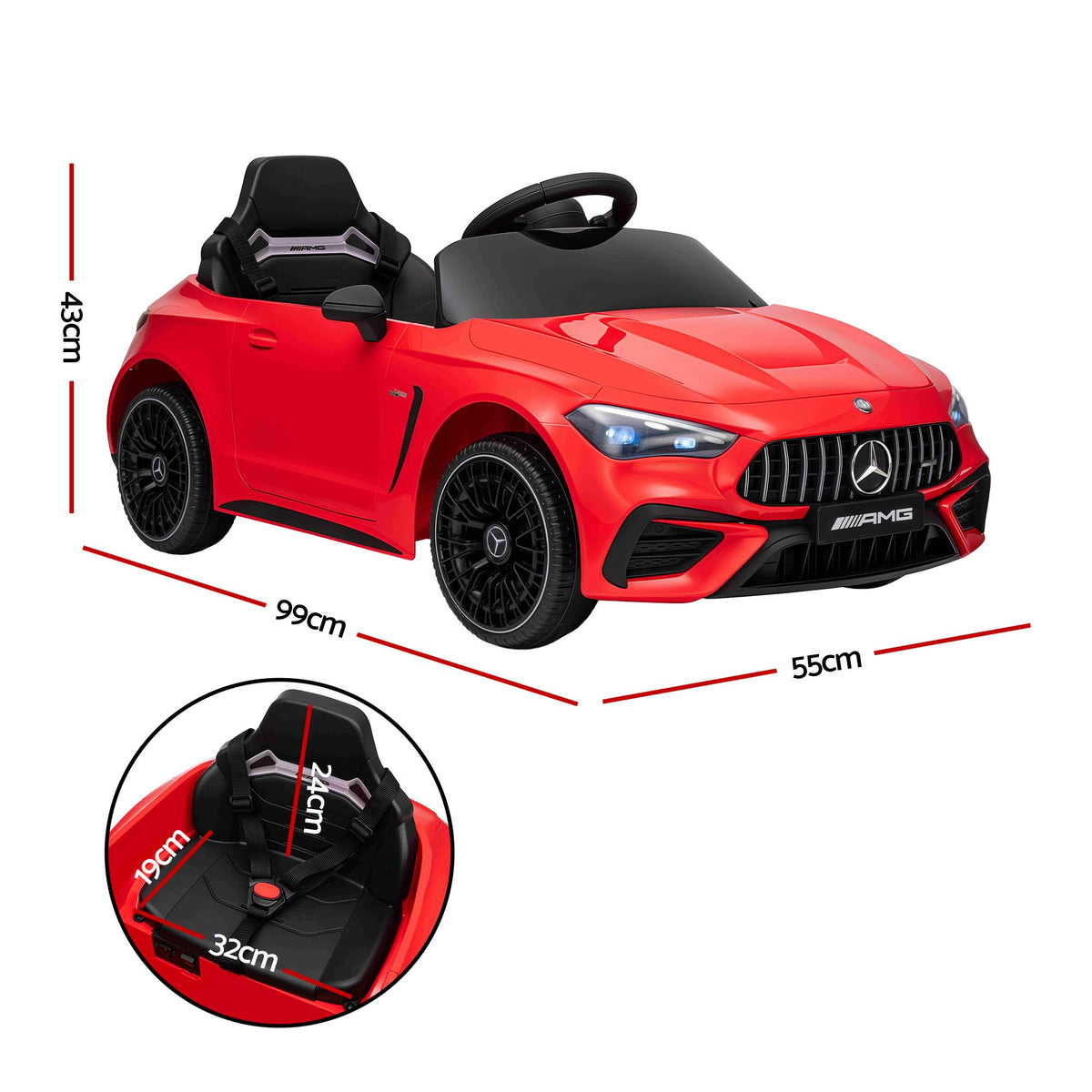 Mercedes-Benz AMG Licensed Kids Ride On Car 12V Electric Remote Control Red
