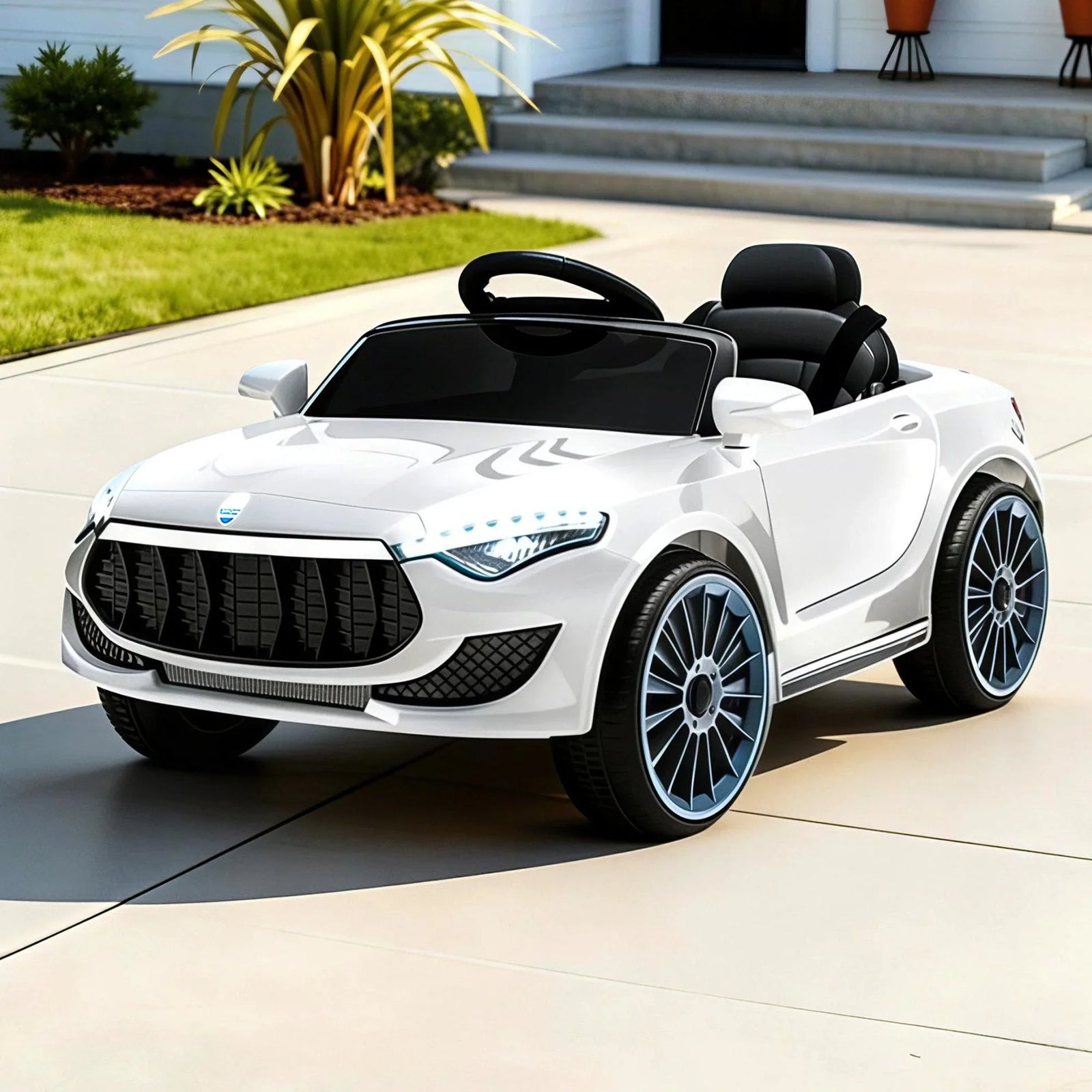 12V Kids Ride On Car Maserati Style Electric Toy White Remote Control