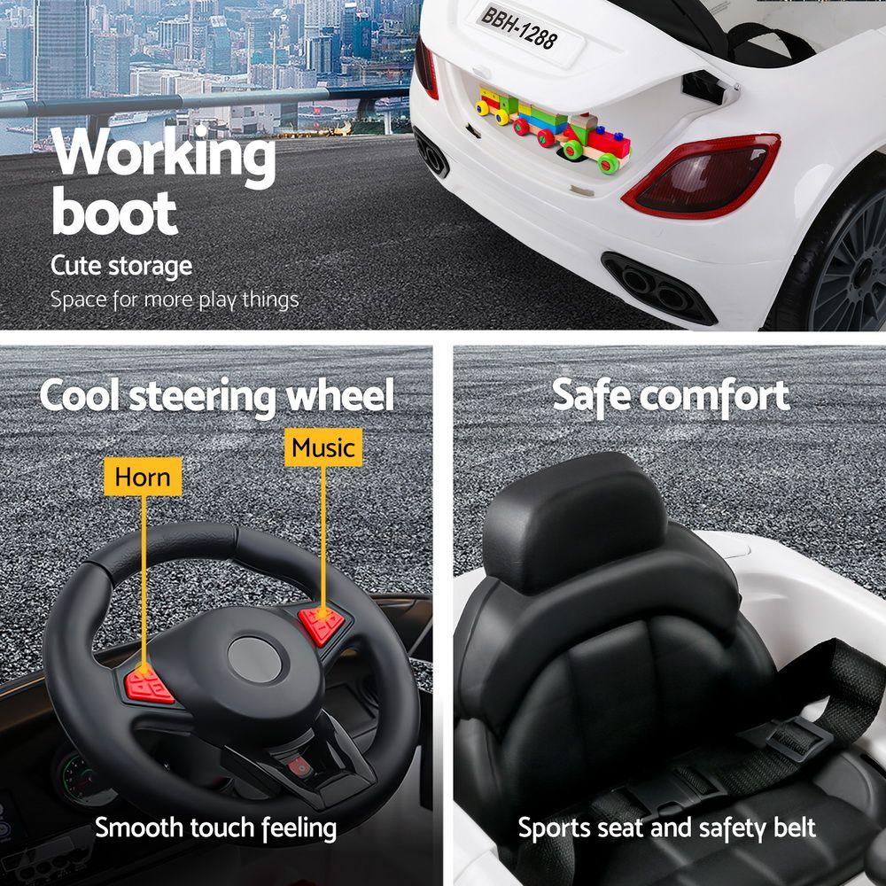 12V Kids Ride On Car Maserati Style Electric Toy White Remote Control
