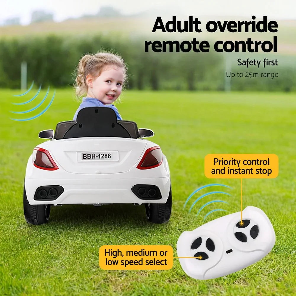 12V Kids Ride On Car Maserati Style Electric Toy White Remote Control