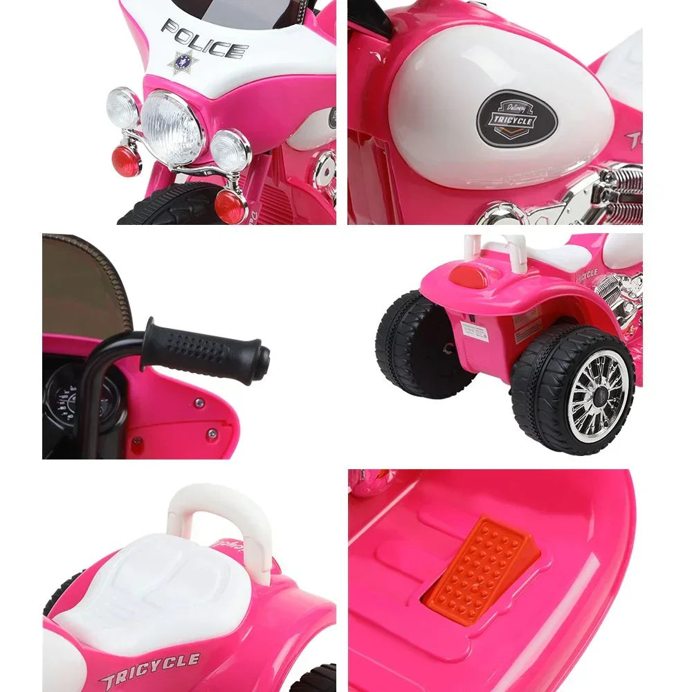 Kids Ride On Police Motorbike 6V Harley Style Electric Bike Pink