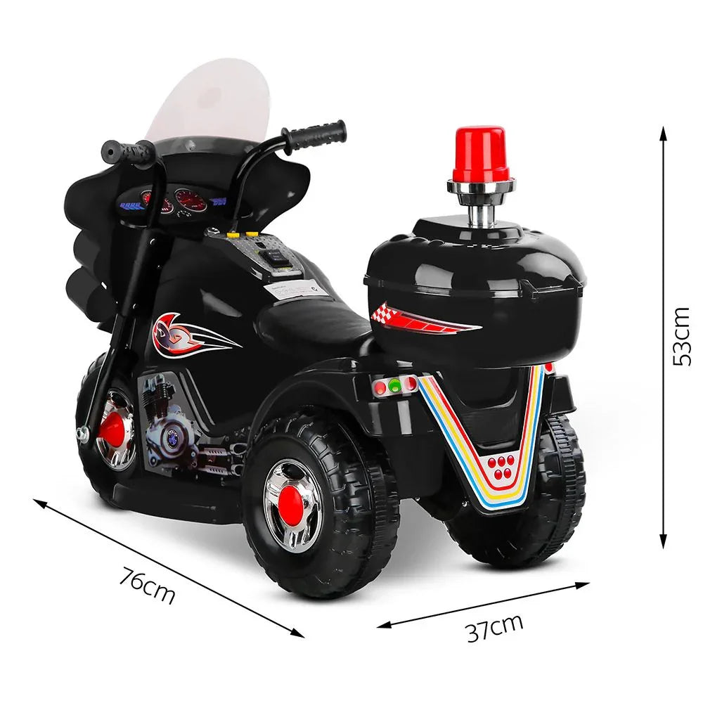 Kids Electric Ride On Police Motorcycle 6V Battery Motorbike Black
