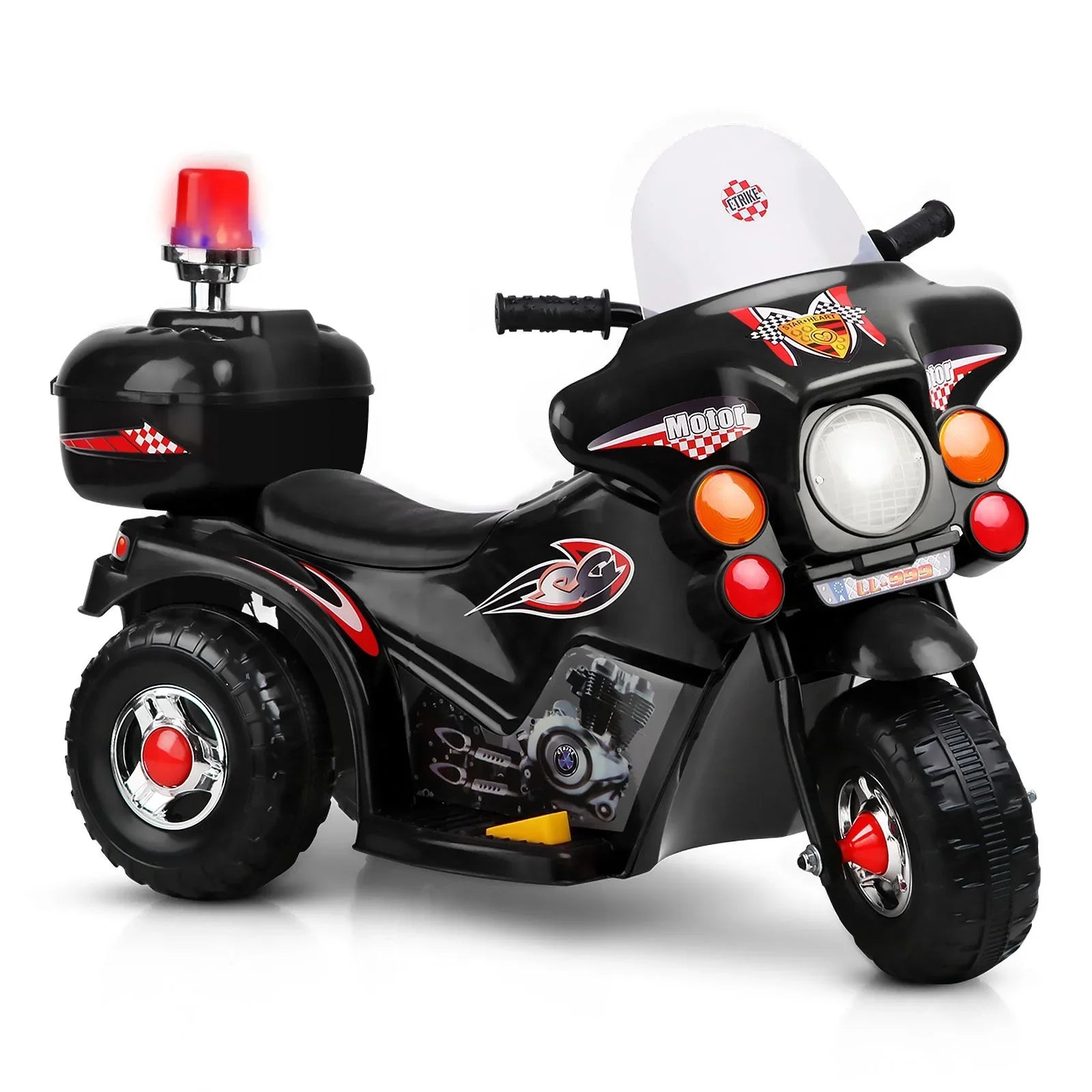Kids Electric Ride On Police Motorcycle 6V Battery Motorbike Black