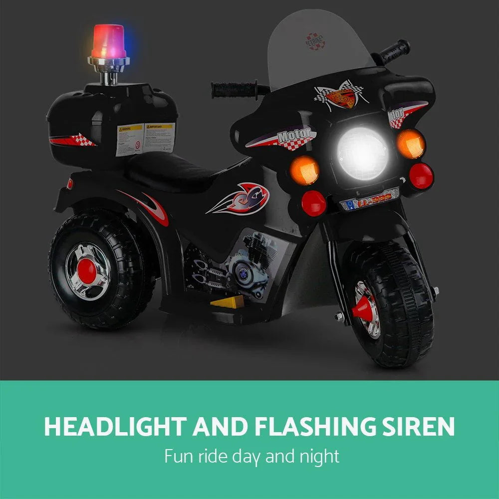 Kids Electric Ride On Police Motorcycle 6V Battery Motorbike Black