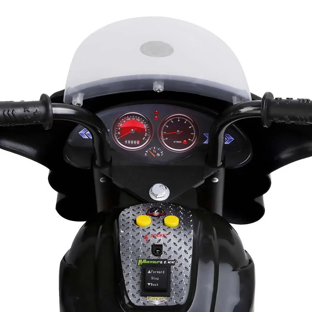 Kids Electric Ride On Police Motorcycle 6V Battery Motorbike Black