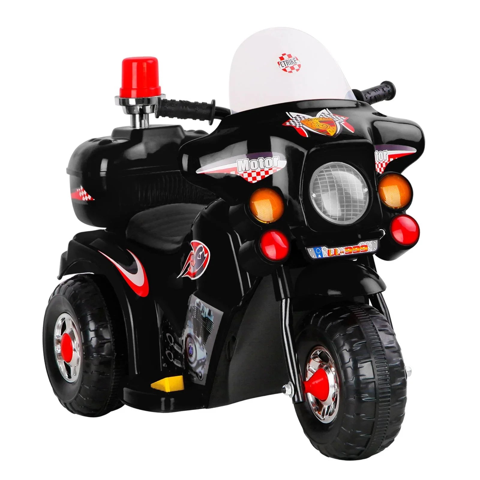 Kids Electric Ride On Police Motorcycle 6V Battery Motorbike Black
