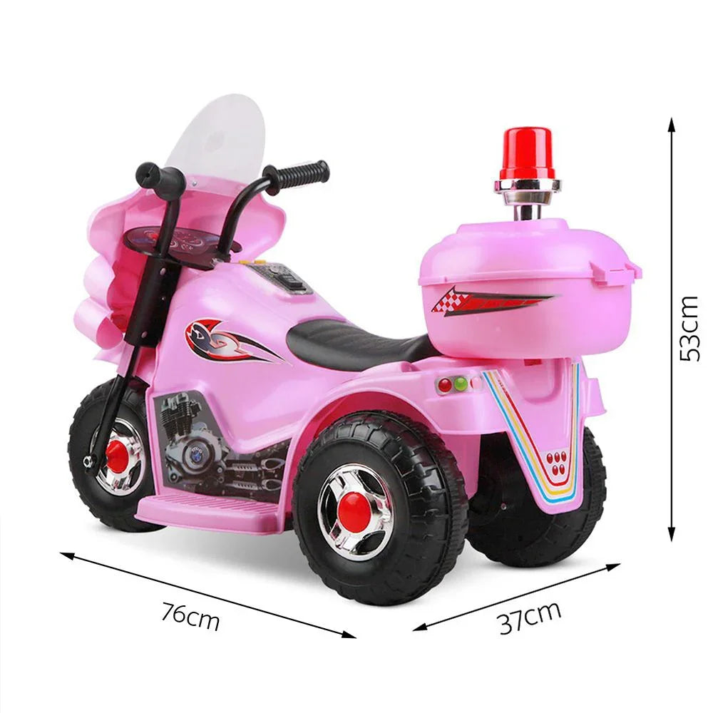 Kids Electric Ride On Police Motorcycle 6V Battery Motorbike Pink