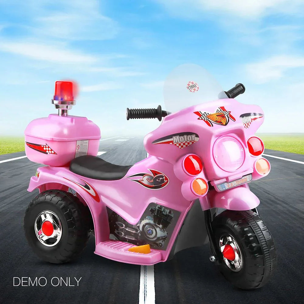 Kids Electric Ride On Police Motorcycle 6V Battery Motorbike Pink