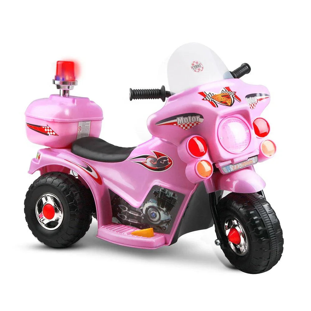 Kids Electric Ride On Police Motorcycle 6V Battery Motorbike Pink
