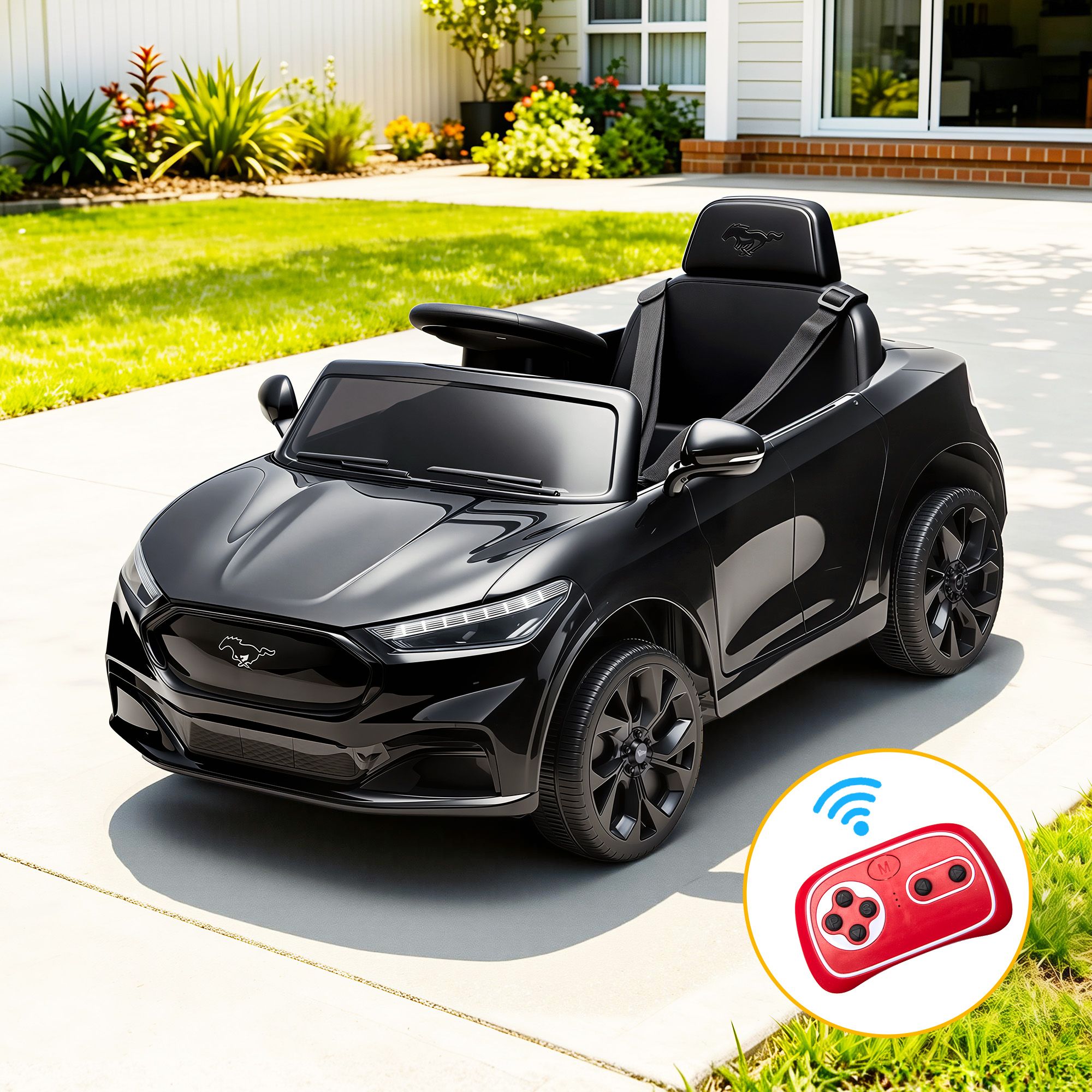 Kids Ride On Car 12V Licensed  Electric Toy with Remote Control Horn Music 97x61cm Black