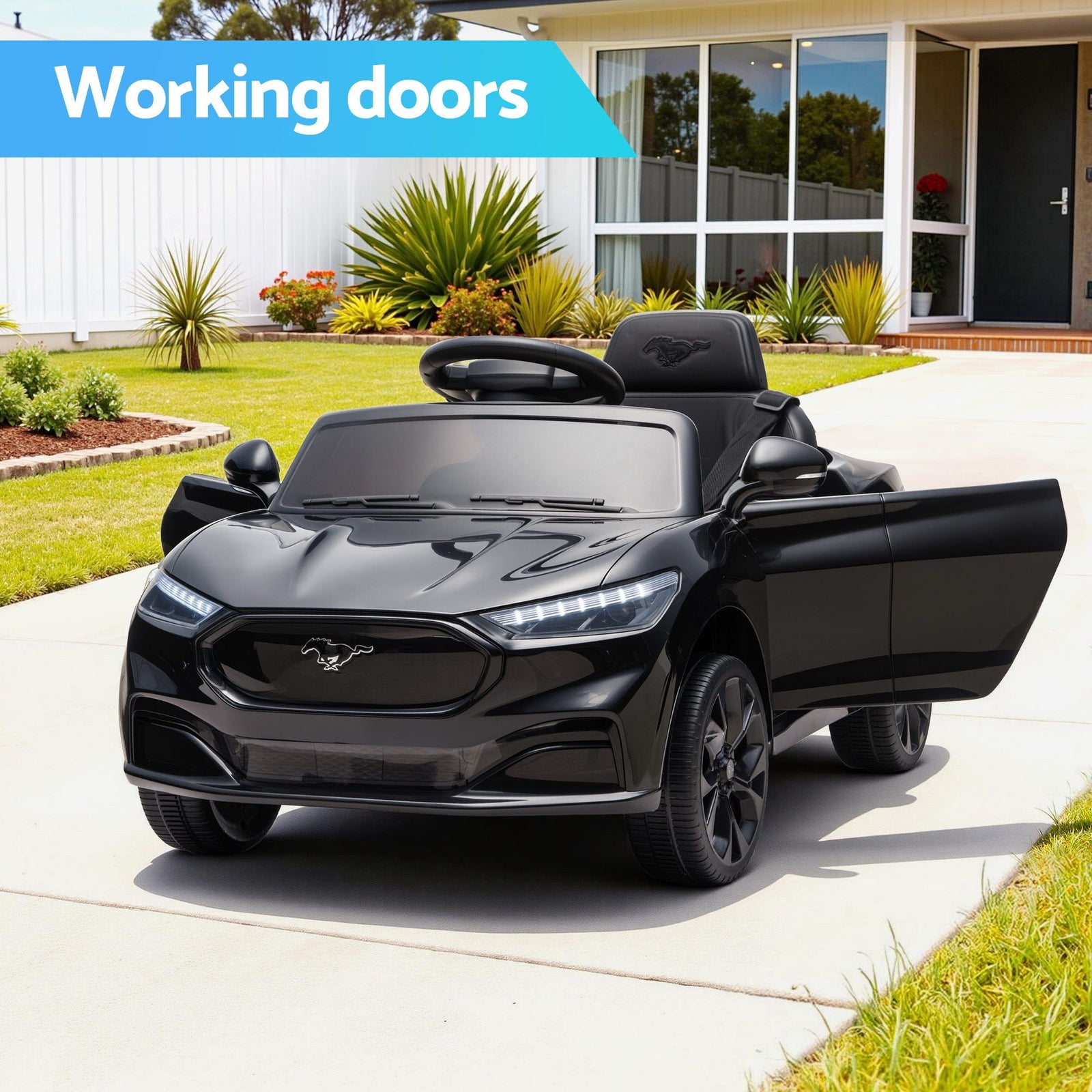 Kids Ride On Car 12V Licensed  Electric Toy with Remote Control Horn Music 97x61cm Black
