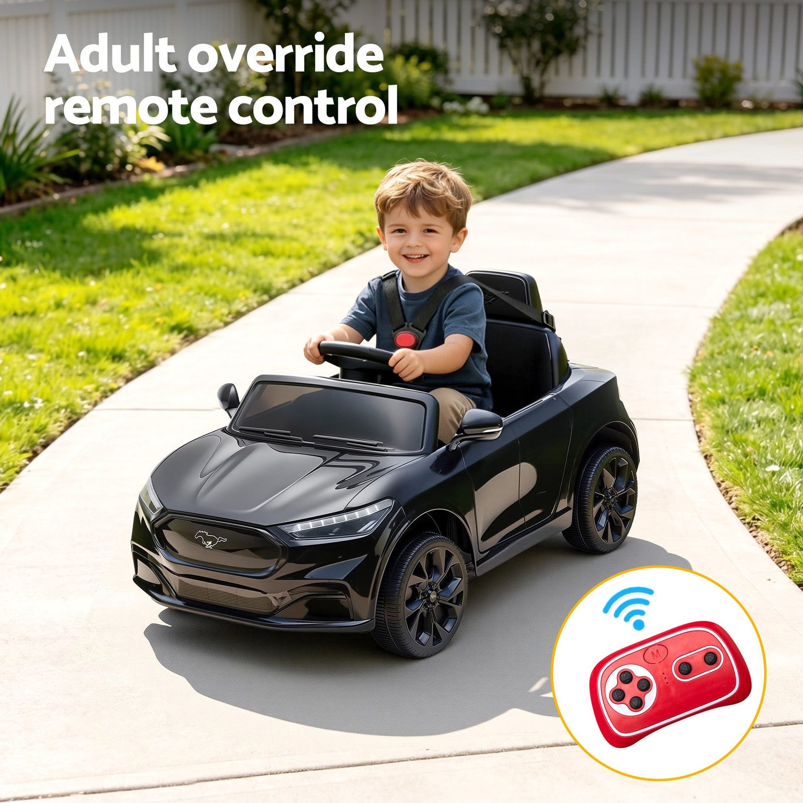Kids Ride On Car 12V Licensed  Electric Toy with Remote Control Horn Music 97x61cm Black