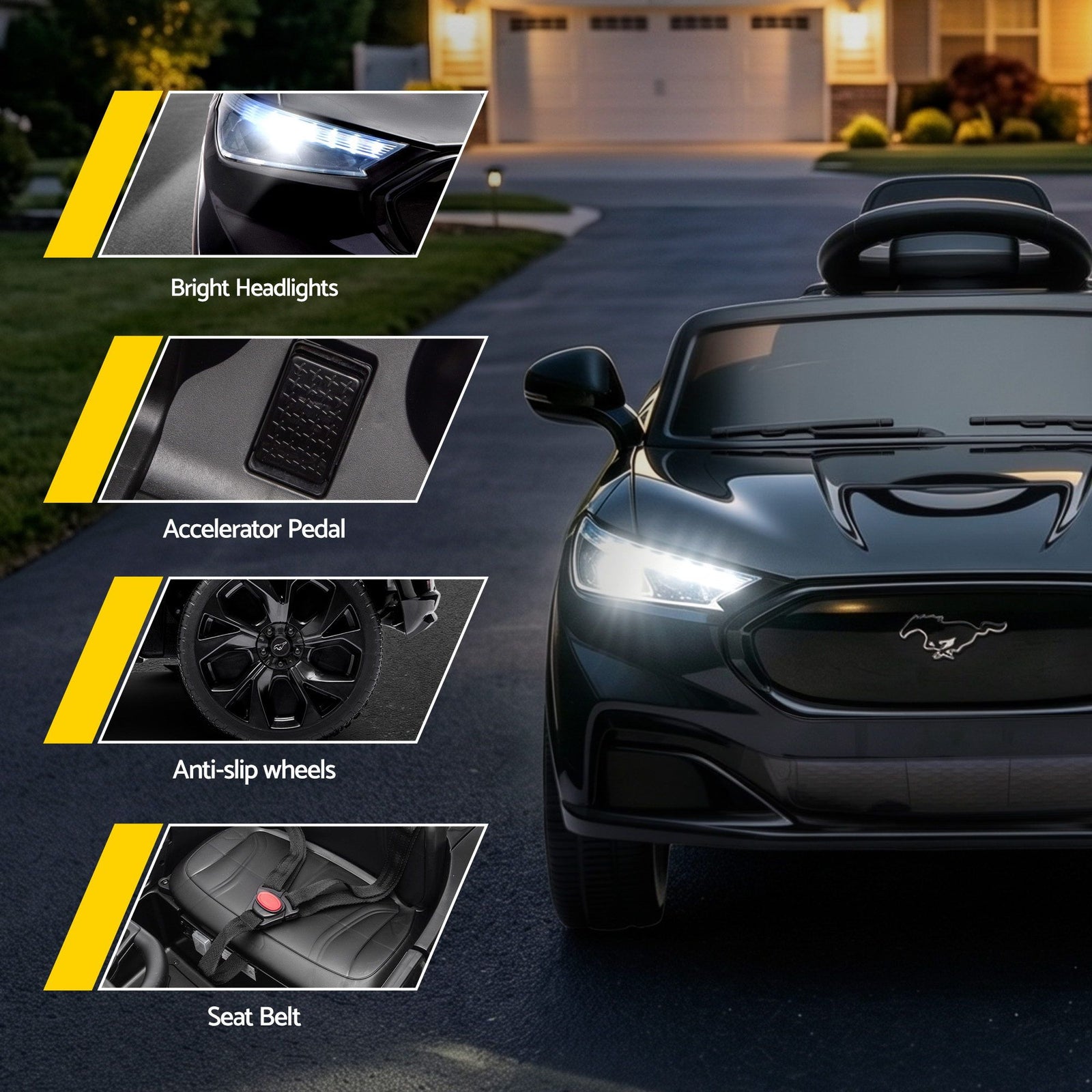 Kids Ride On Car 12V Licensed  Electric Toy with Remote Control Horn Music 97x61cm Black