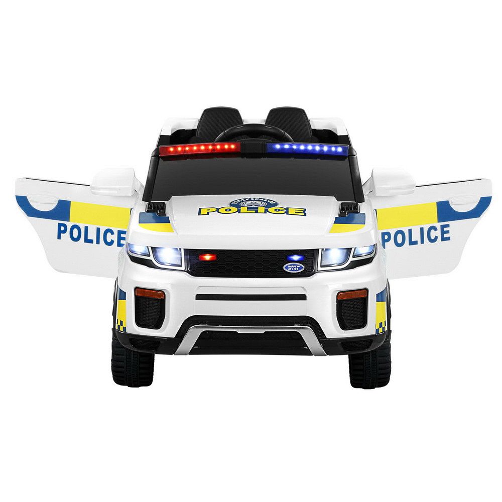 Kids Ride On Police Car 12V Electric Toy Car with Remote Control White