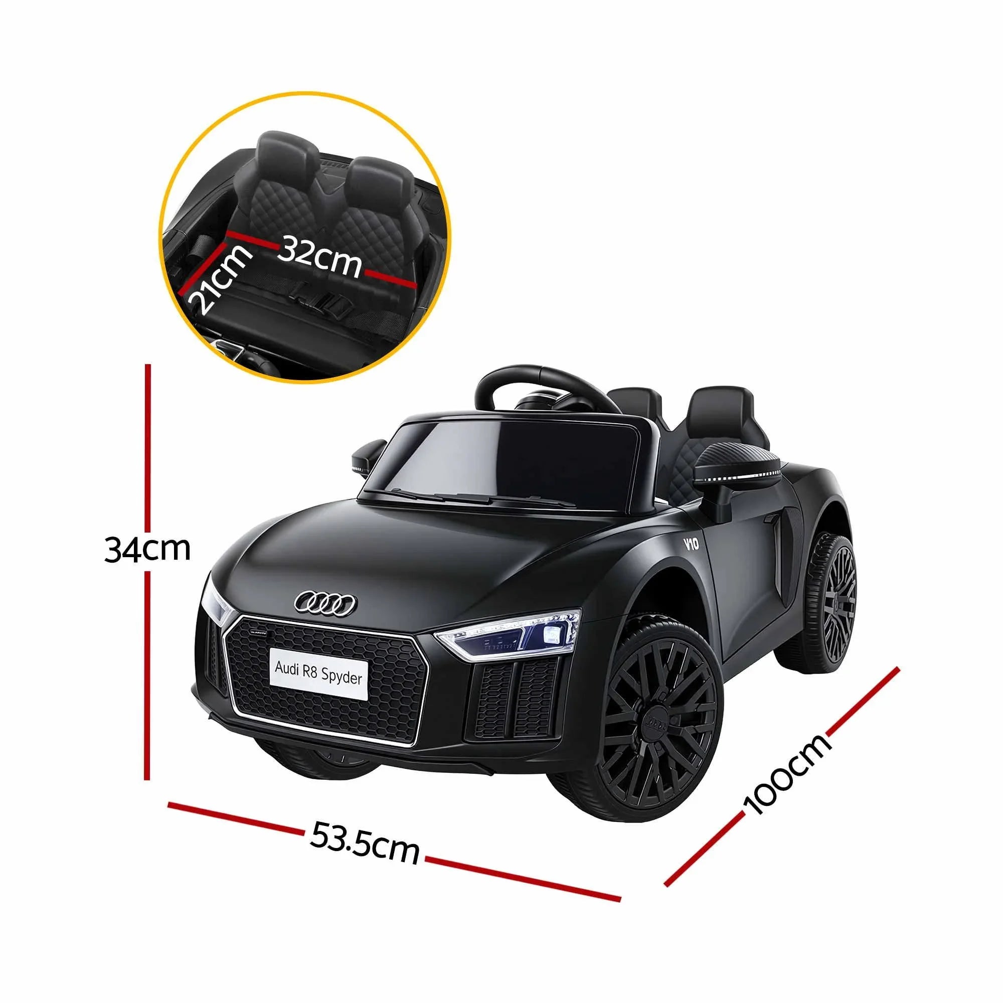 Kids Electric Ride On Car Audi R8 Licensed 12V Sports Car Black