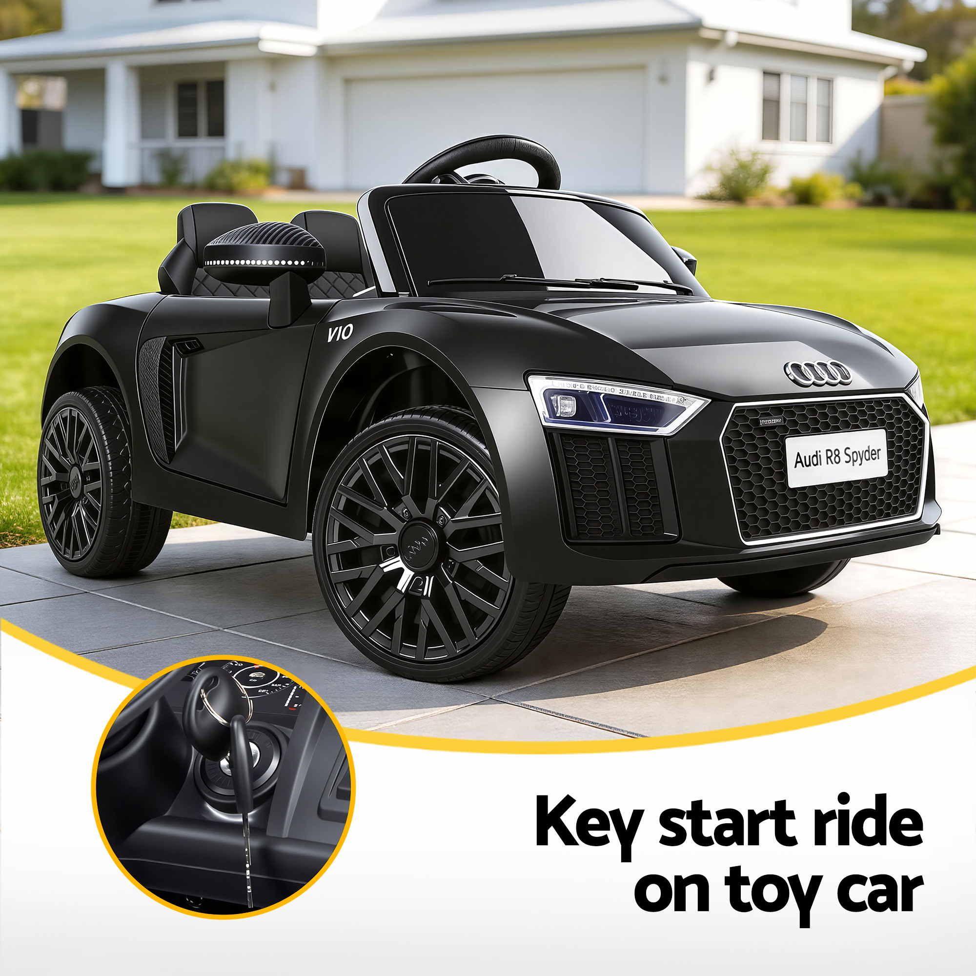 Kids Electric Ride On Car Audi R8 Licensed 12V Sports Car Black