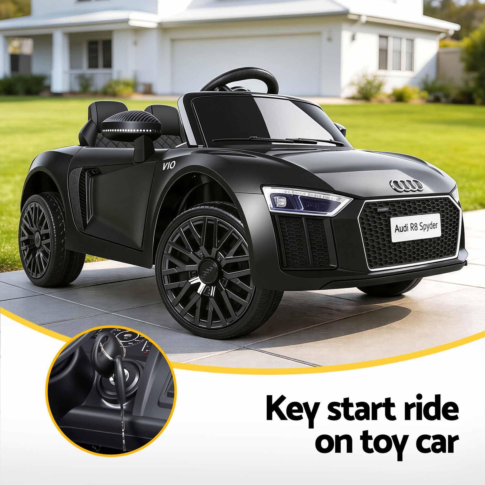 Kids Electric Ride On Car Audi R8 Licensed 12V Sports Car Black