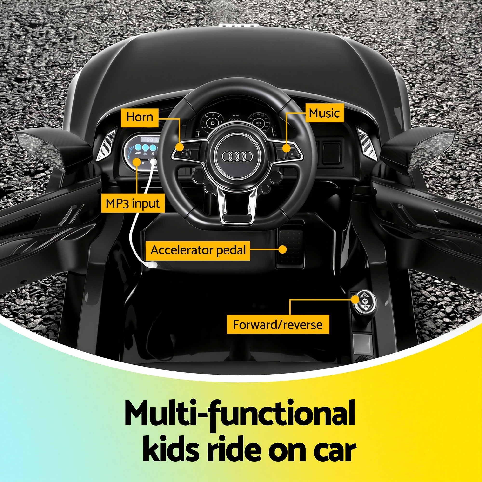 Kids Electric Ride On Car Audi R8 Licensed 12V Sports Car Black