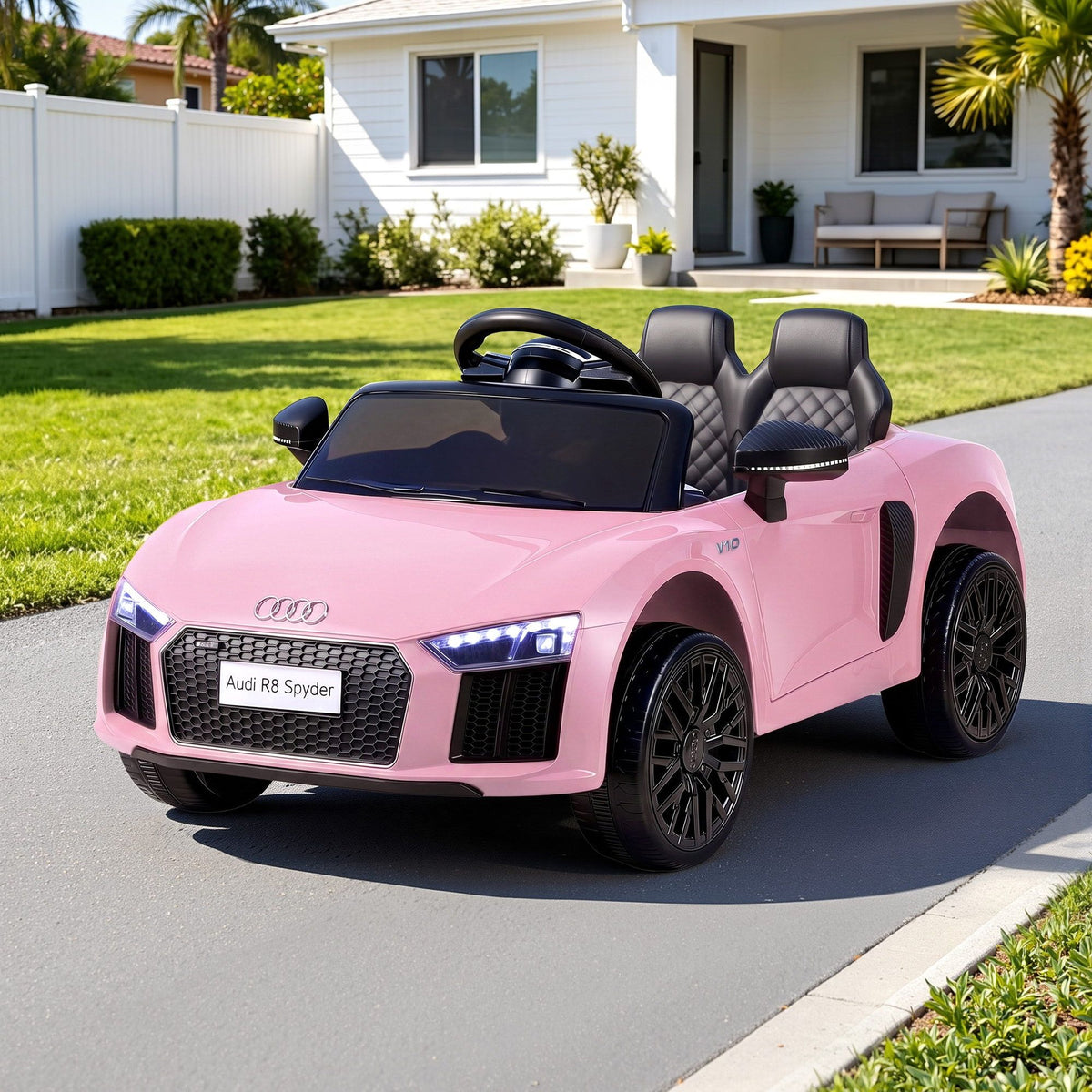 Ride On Car Licensed  R8 12V Electric Car for Kids Battery Pink