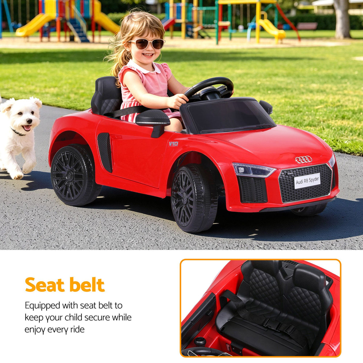 Ride On Car Licensed  R8 12V Electric Car for Kids Battery Red