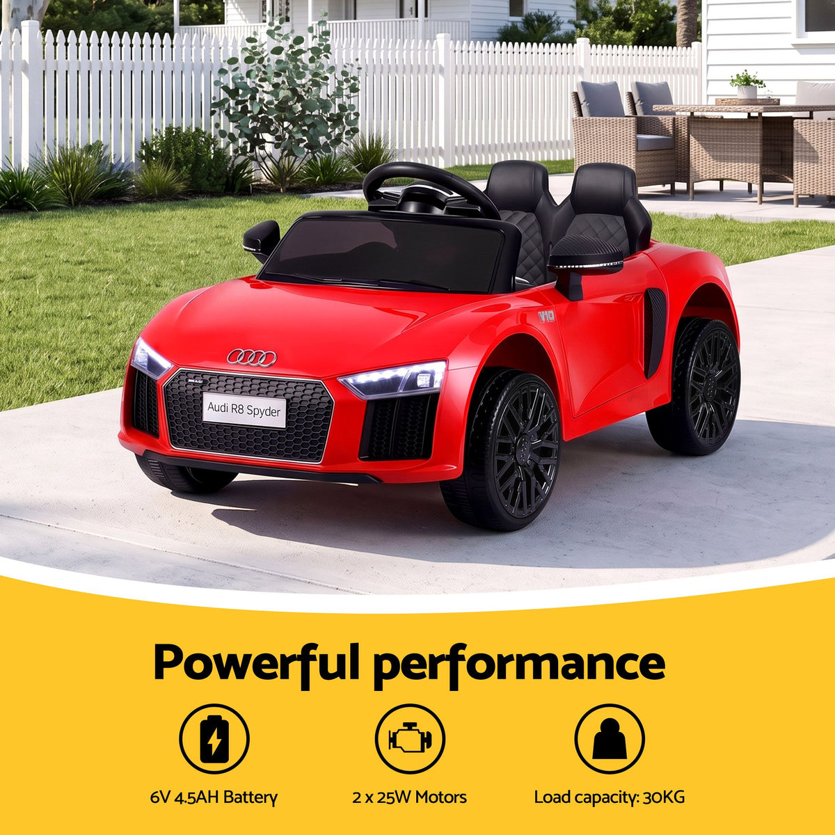 Ride On Car Licensed  R8 12V Electric Car for Kids Battery Red