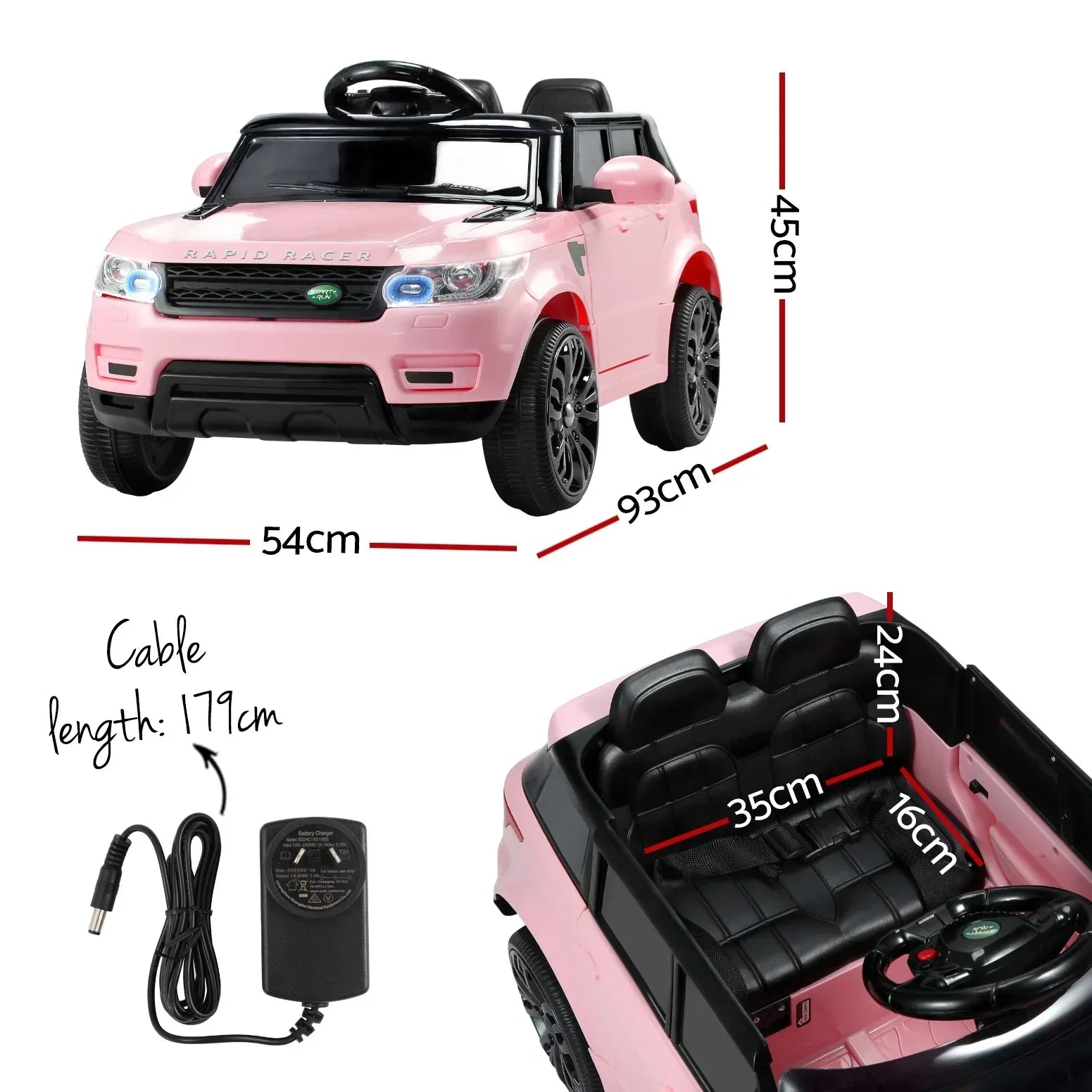 Kids Electric Ride On SUV 12V Range Rover Style Car Remote Pink