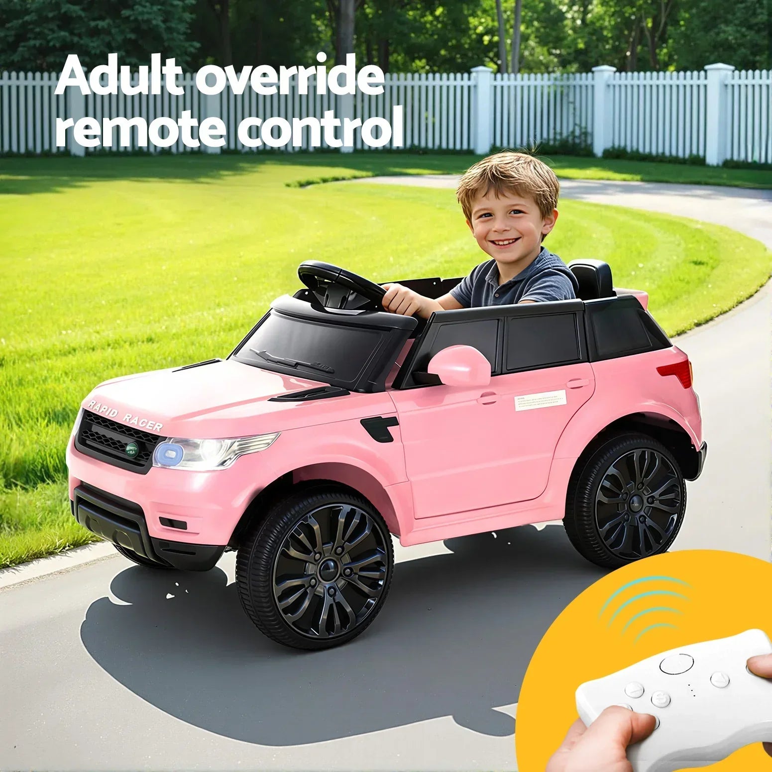 Kids Electric Ride On SUV 12V Range Rover Style Car Remote Pink
