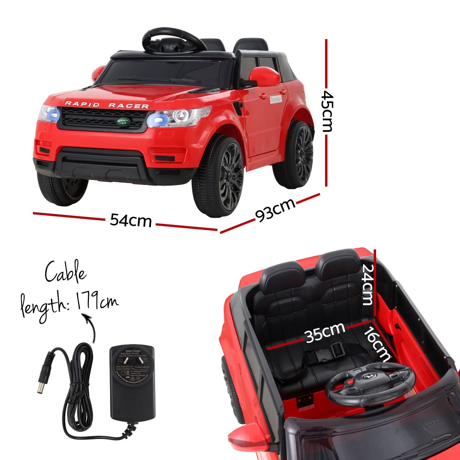 Kids Ride On Car 12V – Range Rover‑Inspired SUV with Remote Red