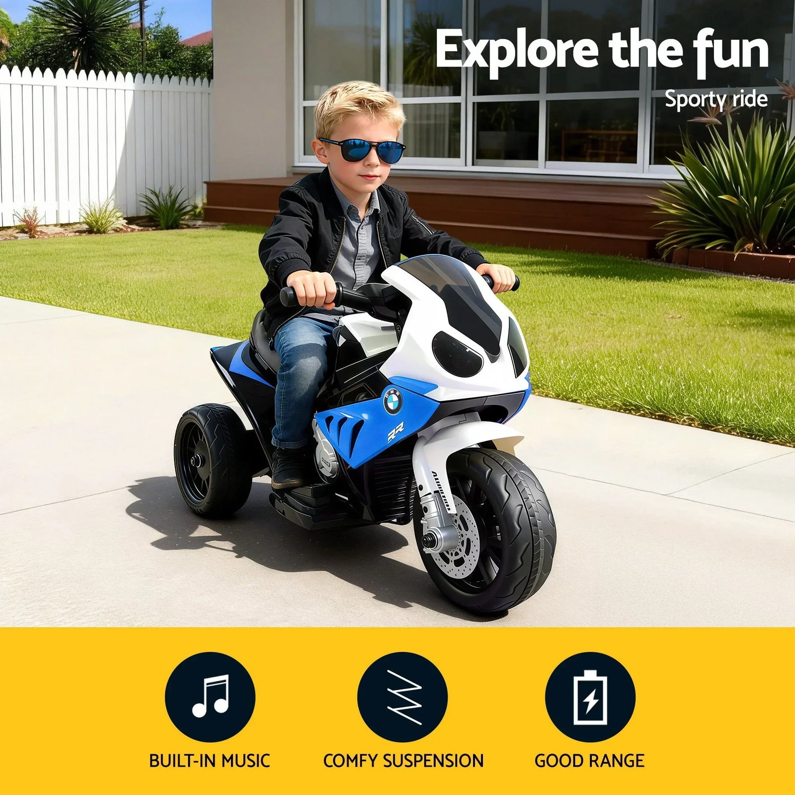 Kids BMW S1000RR Ride On Motorbike 6V Licensed Electric Bike Blue