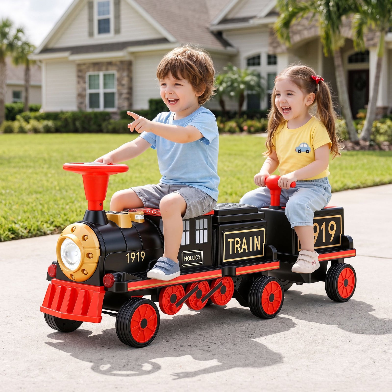 Rigo Kids Ride on Car Train 12V Electric Toy 2 Seater 136cm