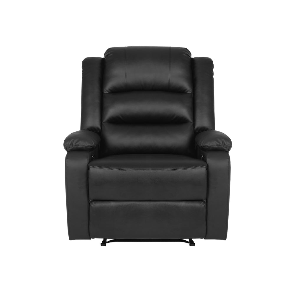 Recliner Chair Armchair with Side Pocket Leather Black