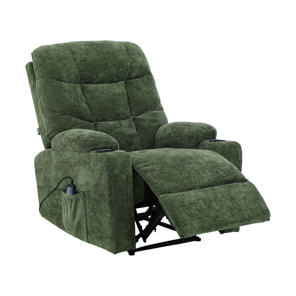 8-Point Heated Electric Recliner Massage Chair in Green, PU Set