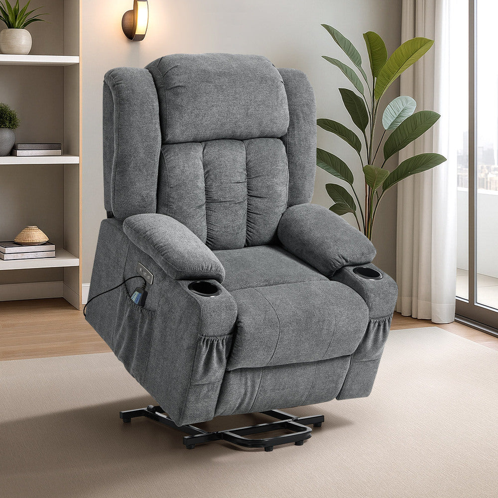 Recliner Chair Lift Heated Massage Armchair Charge Ports